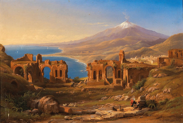 View of the Ruins of the Ancient Theatre of Taormina Sicily 1847