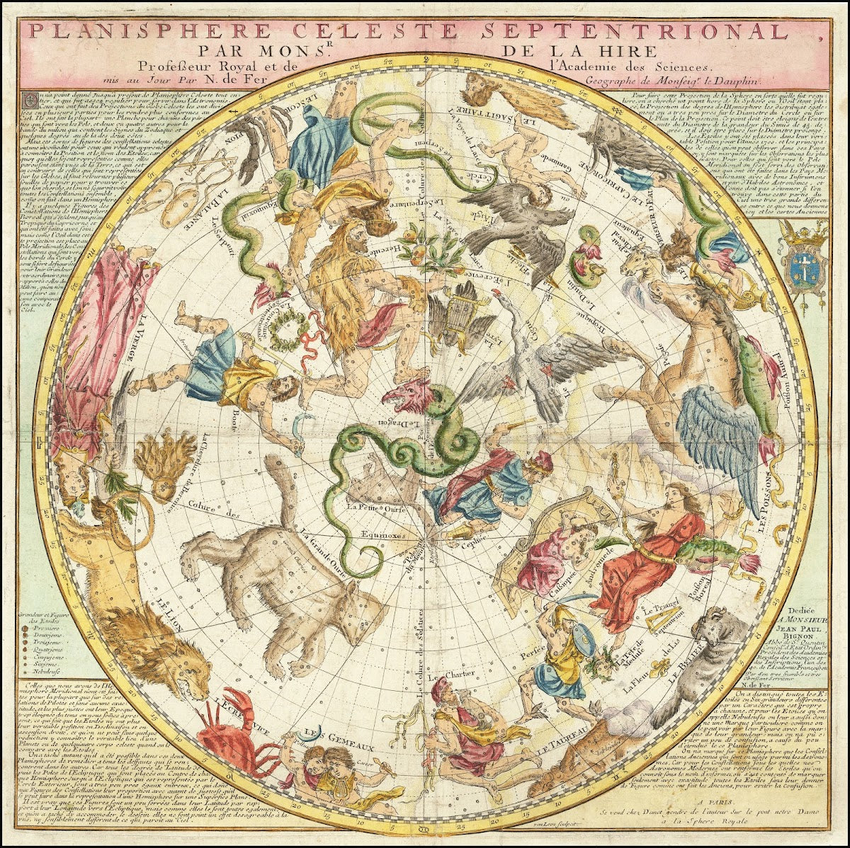 Planisphere Celeste Septentrional Par Monsr De La Hire    1720