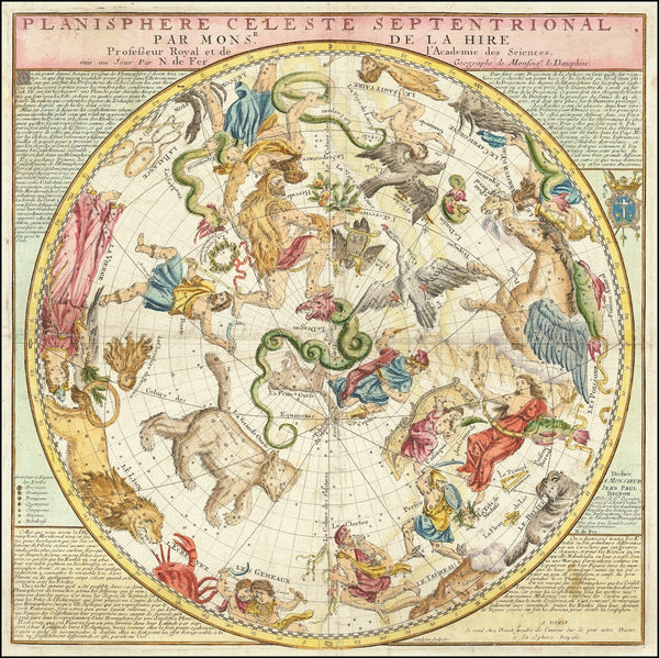 Planisphere Celeste Septentrional Par Monsr De La Hire    1720