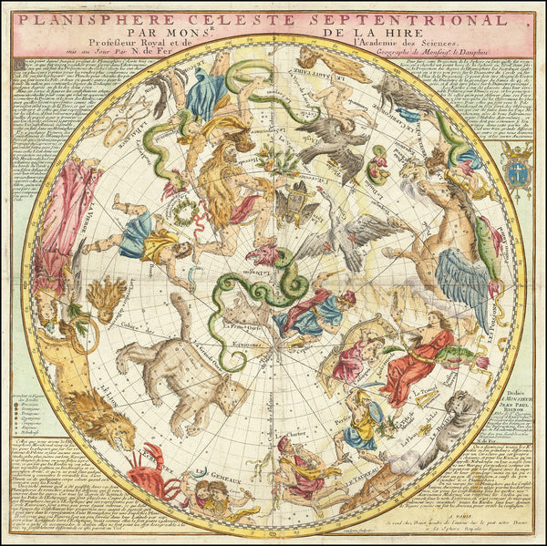 Planisphere Celeste Septentrional Par Monsr De La Hire    1720