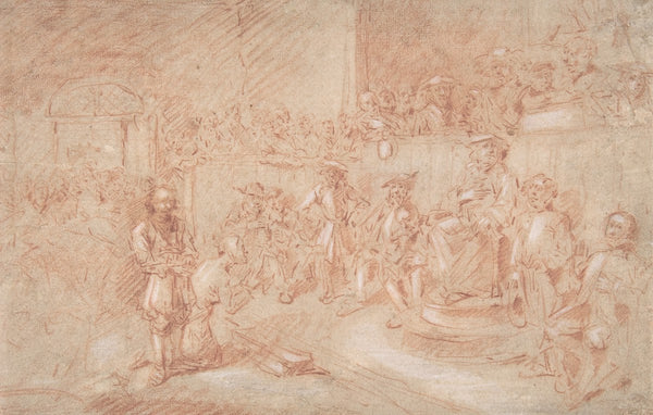 Two Men Before a Judge in a Crowded Courtroom late 17th century