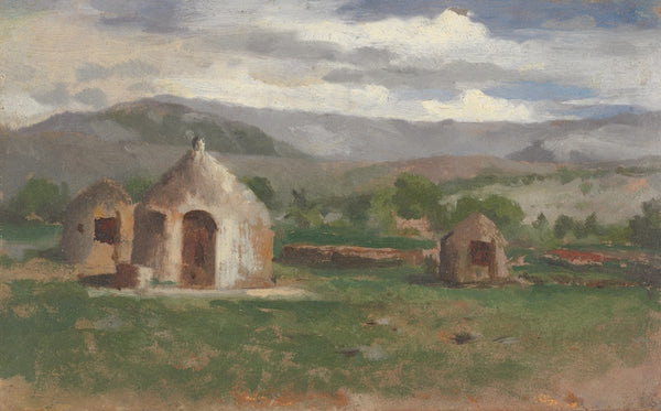 Landscape sketch with primitive hutsProvence ca1852