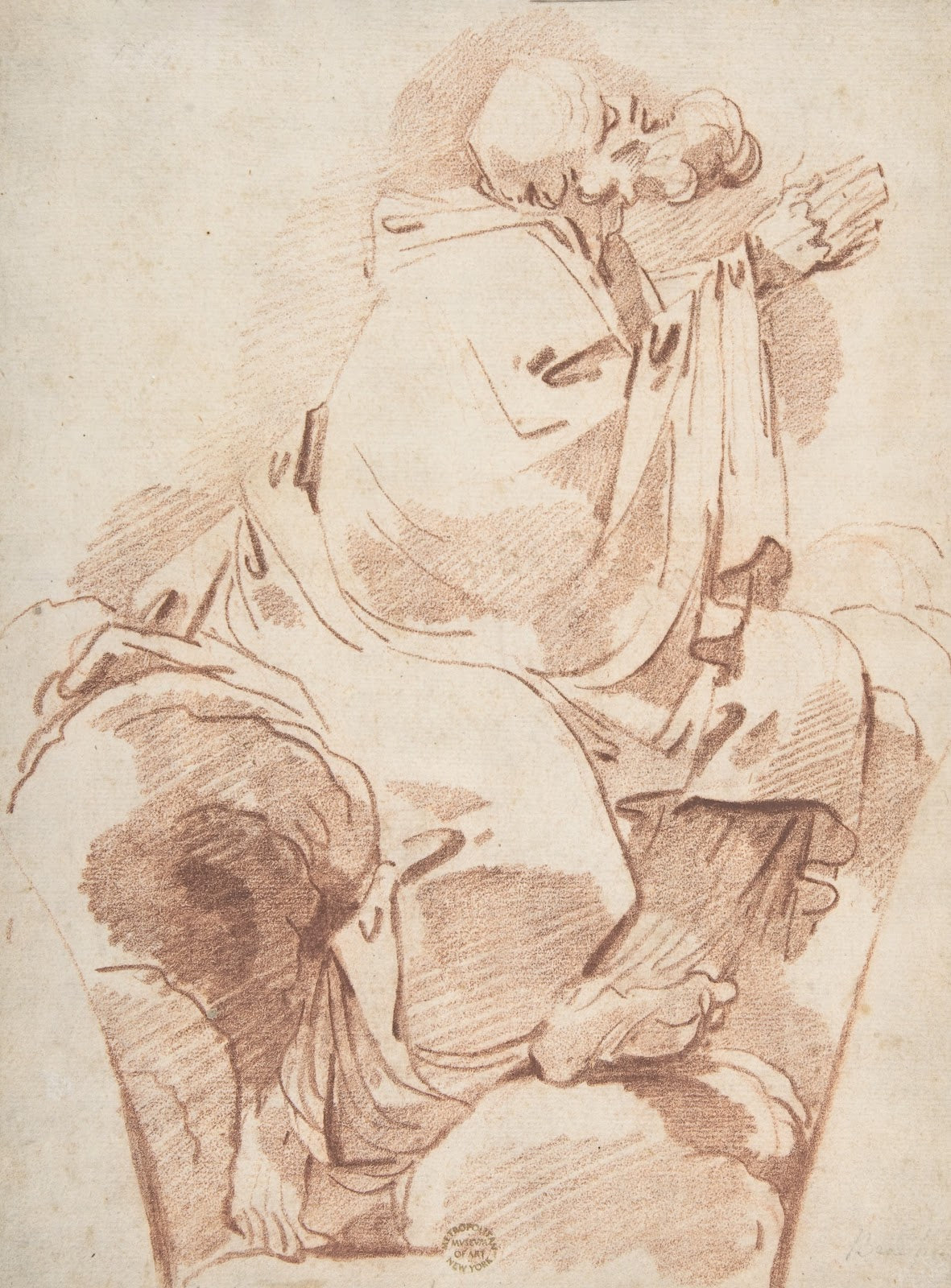 Prophet Seated in Profile on a Cloudbank Praying ca1760 1790