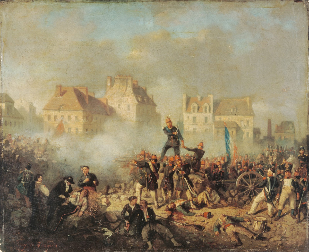 Épisode de la révolution de 1848 officier commandant le feu aux hommes 1848