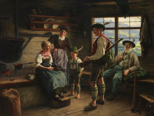 Rast des Jägers auf der Alm 1919