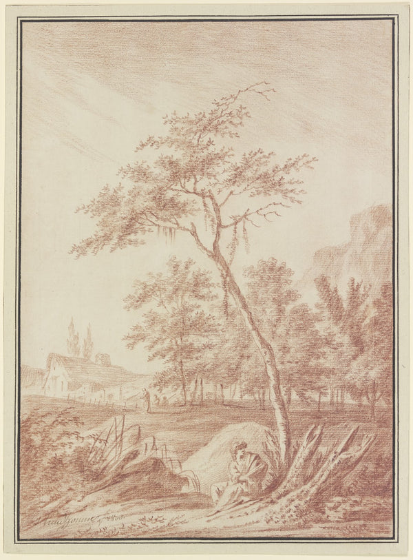 Eine Figur unter einem Baum sitzend 1800