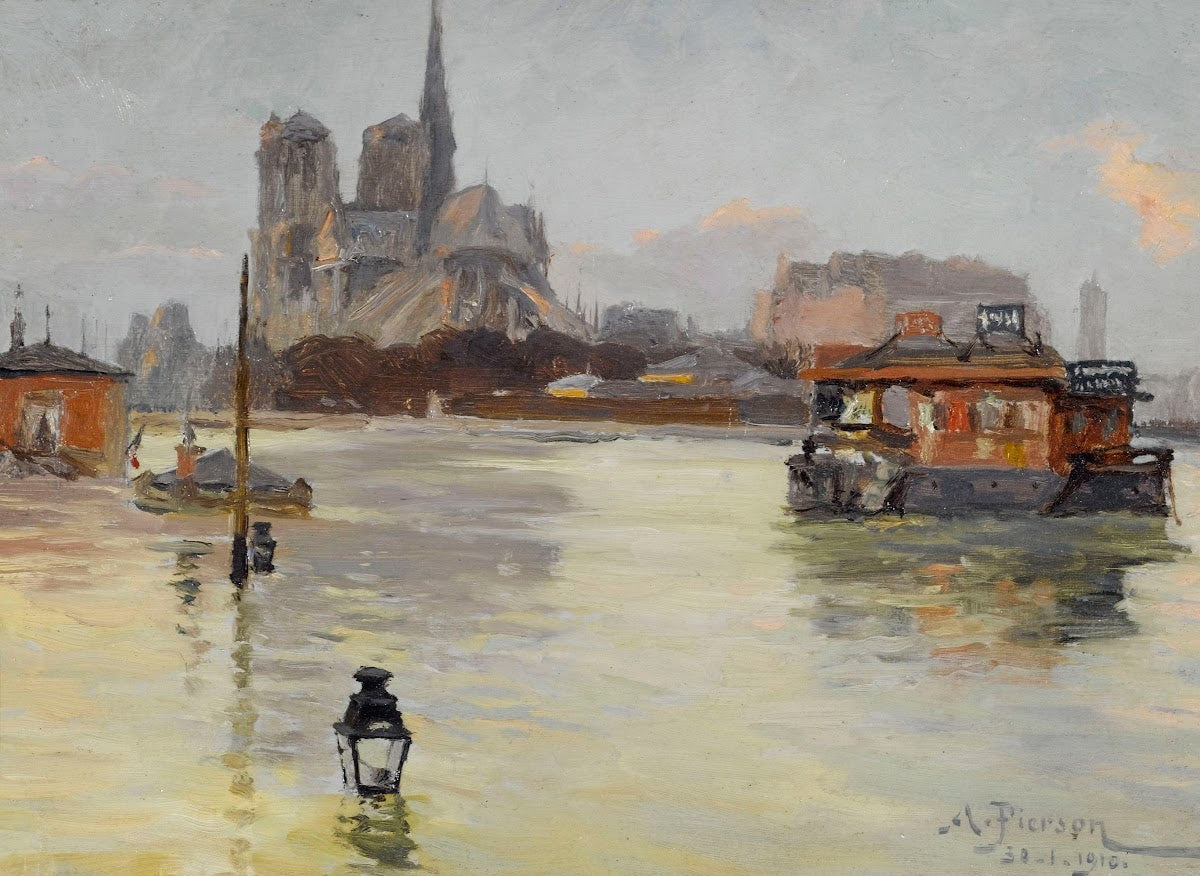 Cathédrale Notre Dame vue du quai de la Tournelle 30 janvier 1910 inondations de