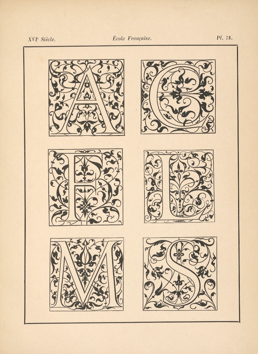 École Française  Alphabets initiales gothiques 1895