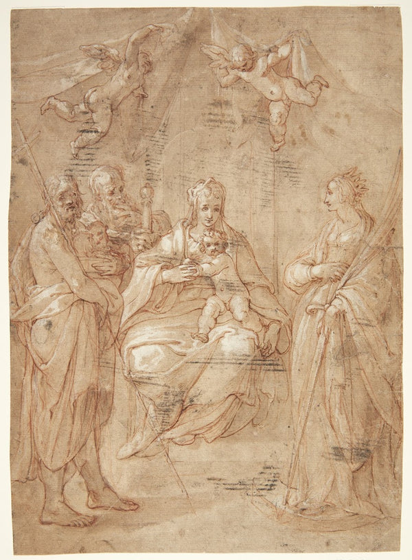 Madonna med barnet ved siden 1596
