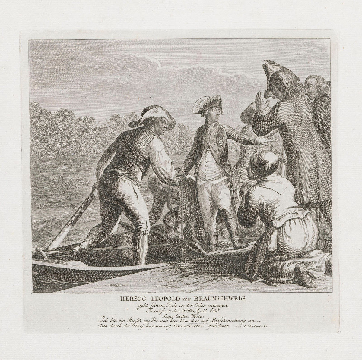 Last hours of the life of Prince Leopold of Brunswick before his death in the Od