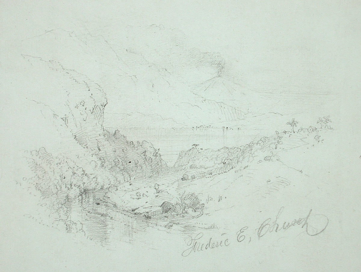 Landscape with Flaming Volcano South America 19th century