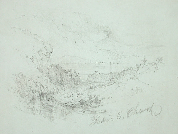 Landscape with Flaming Volcano South America 19th century