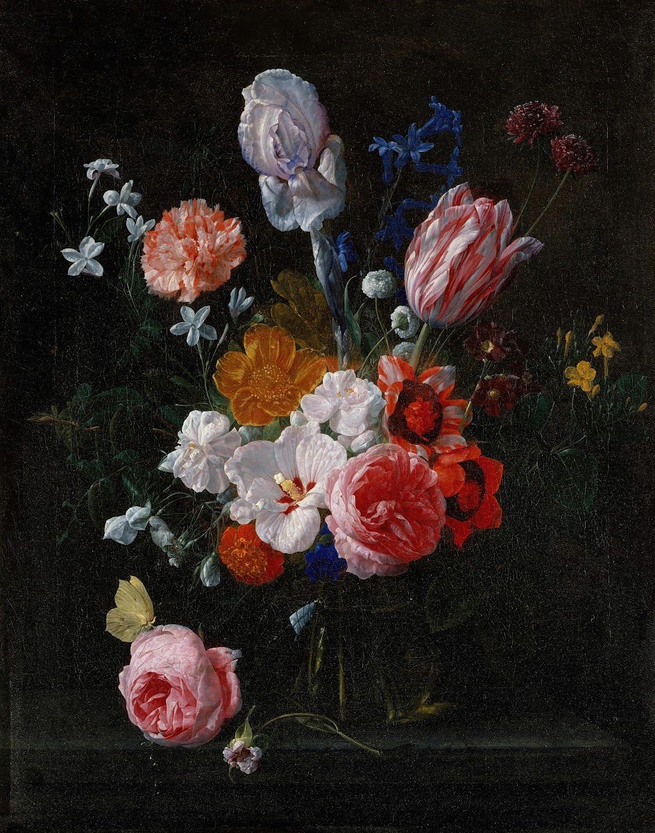 A Bouquet Of Flowers In A Crystal Vase 1662