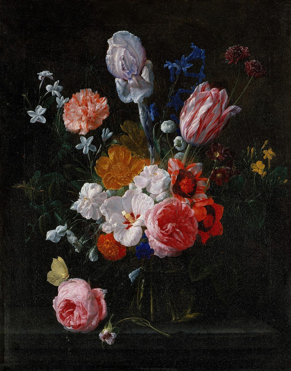 A Bouquet Of Flowers In A Crystal Vase 1662