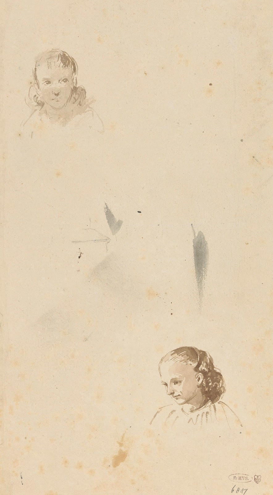 Twee studies van het hoofd van een meisje 1837   1903
