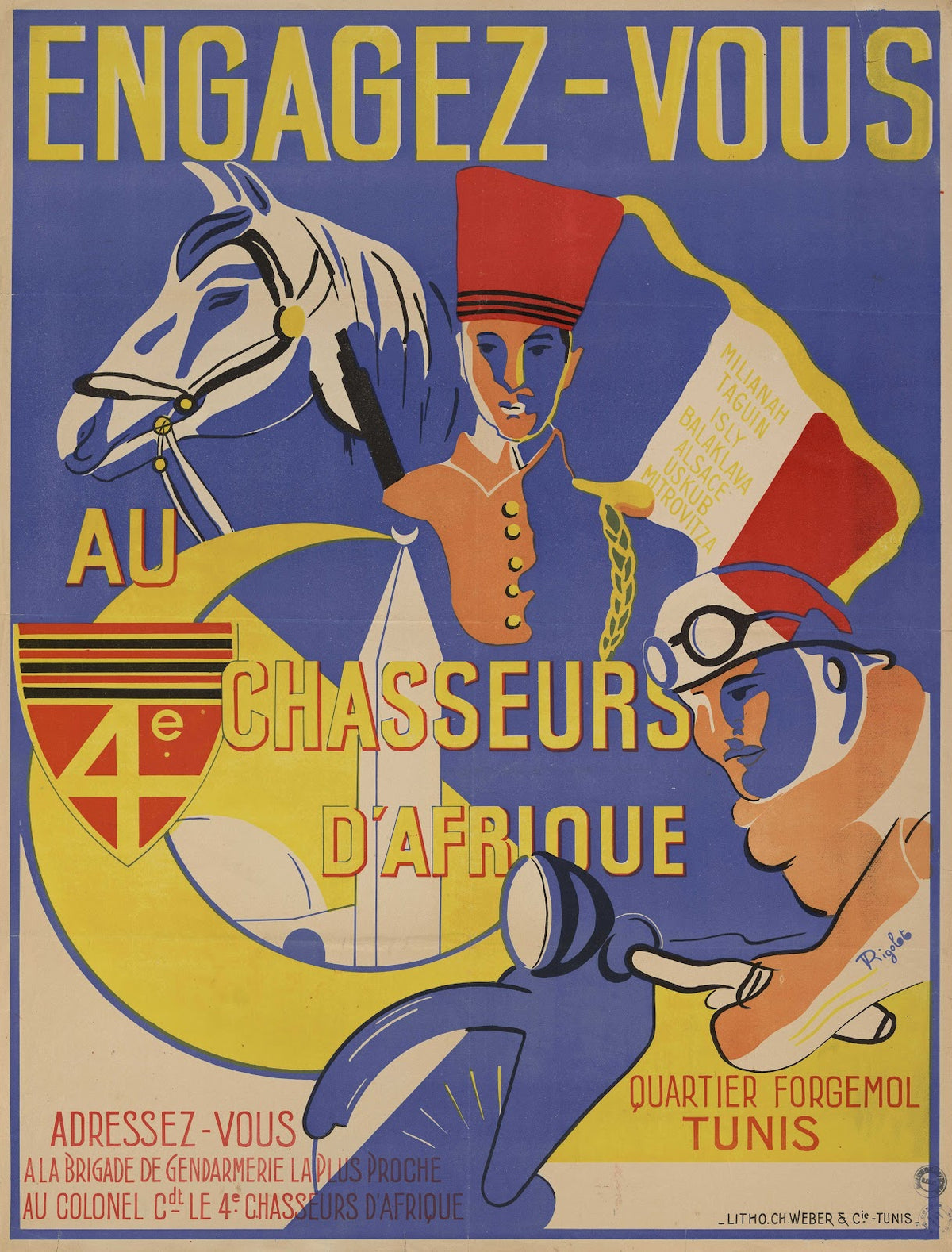 Affiche De Recrutement De Larmée De Vichy  4e Chasseurs Dafrique 1940 1942