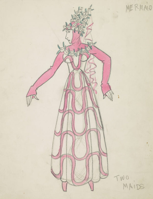 The Little Mermaid Two Maids pink and white dress 1934 1943