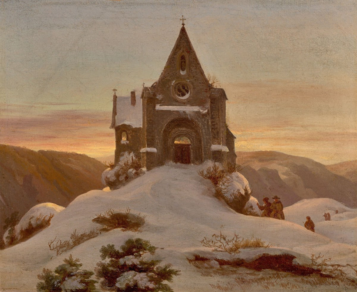 Mountain chapel in Winter Circa 1850