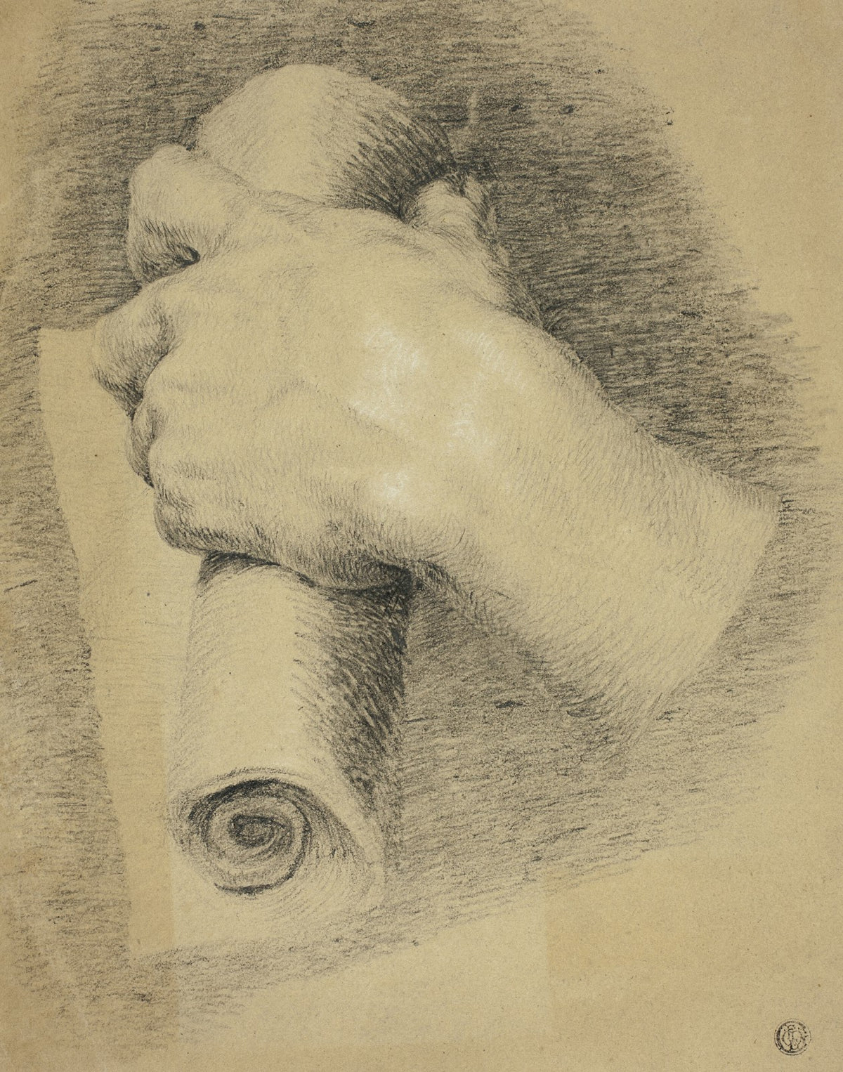 Hand Holding Roll of Papers