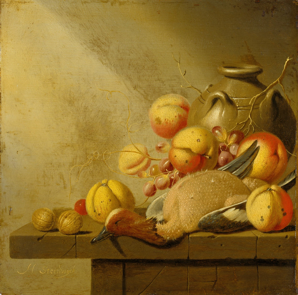 Still Life with Fruit and Plucked Duck ca 1651 1653