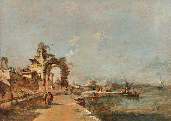 Capriccio of a Lagoon with Figures and a Ruined Arch Beyond