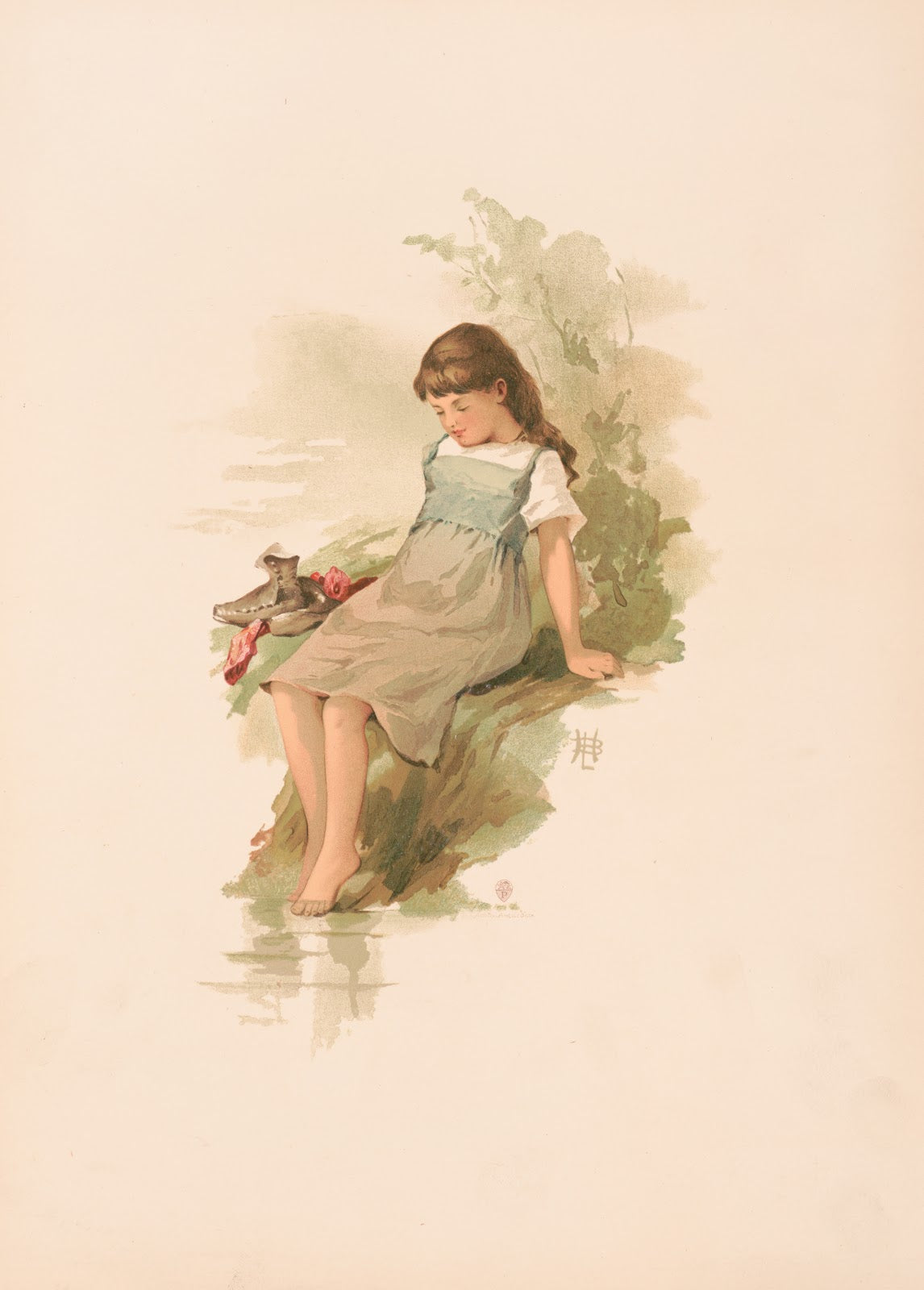 Study Girl seated on a mossy bank 1886