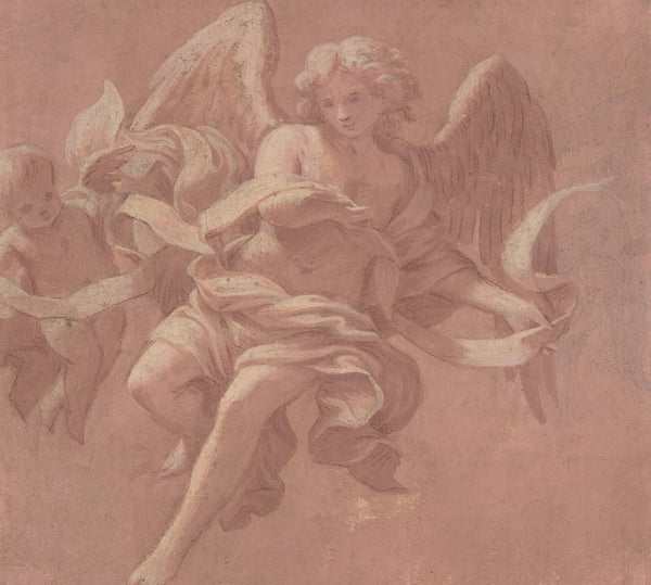 Putto and Angel Holding a Banderole 1706
