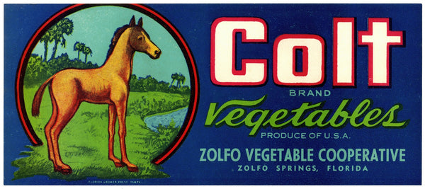 Colt Brand Vegetables Label 1930 1950