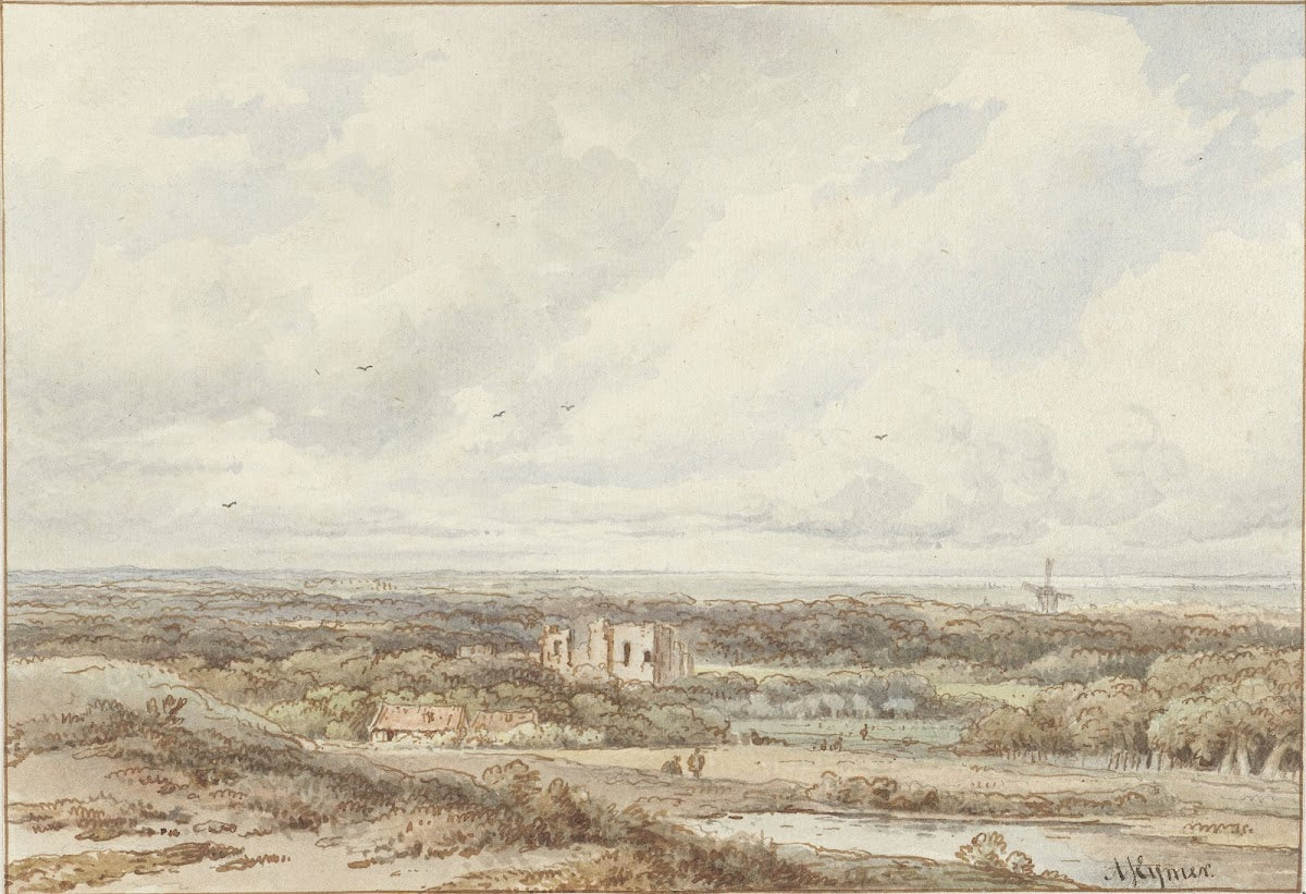 Gezicht vanuit de duinen op de ruïne van Brederode 1813   1863