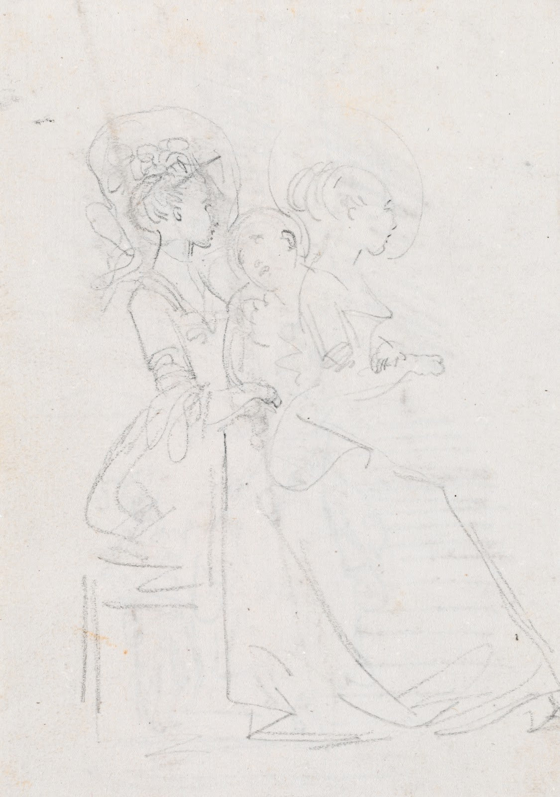 Two Seated Women with Male Figure between Them verso probably c 1754 1765