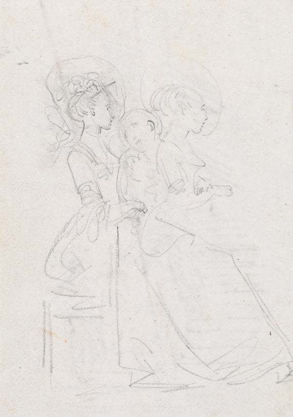 Two Seated Women with Male Figure between Them verso probably c 1754 1765