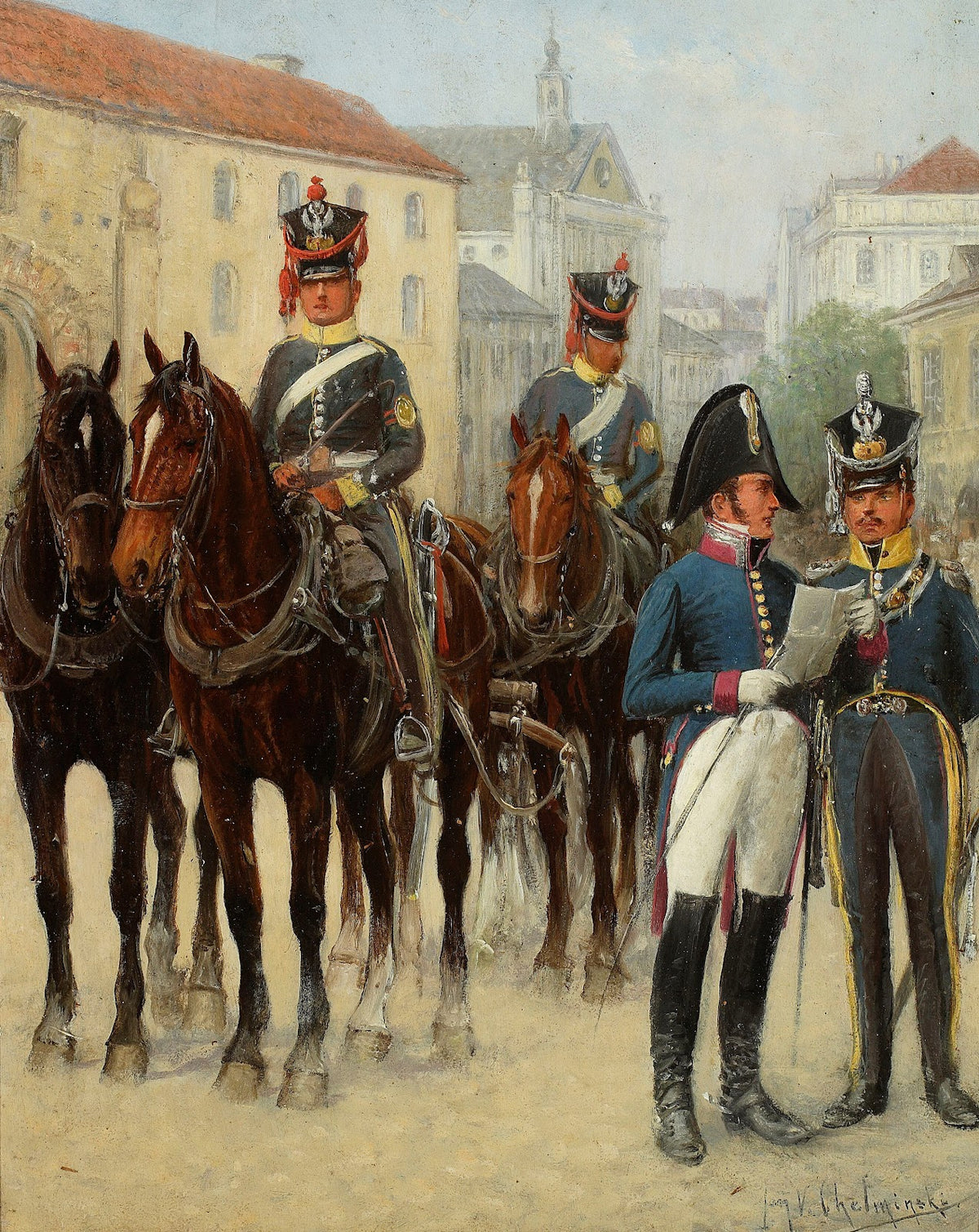 A war commissary an officer and a transportation soldier