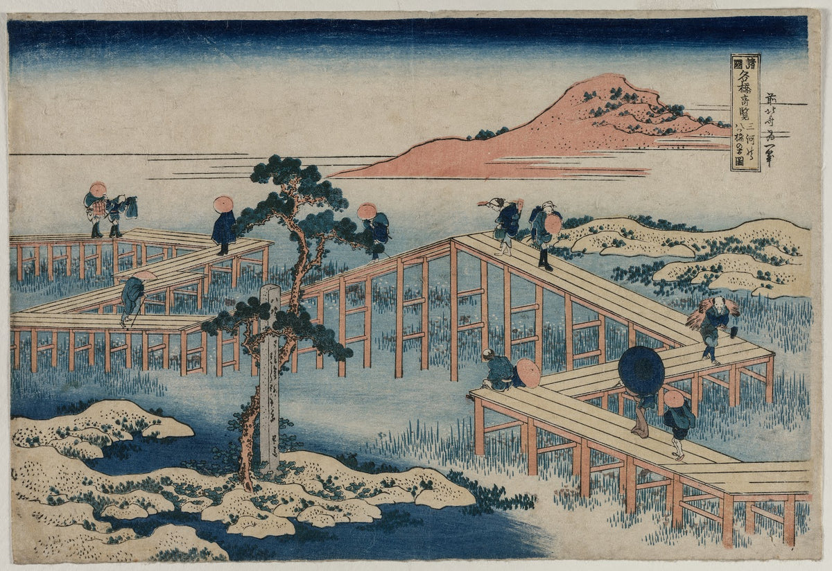 An Ancient Picture of the Eight Part Bridge in Mikawa Province from the series C