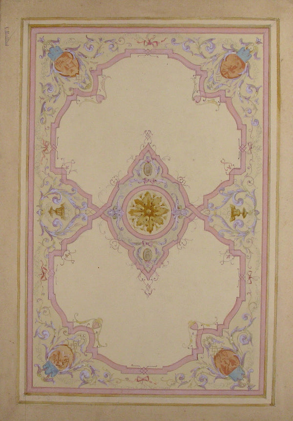 Design for Ceiling Decorated with Lavender Arabesques 19th century