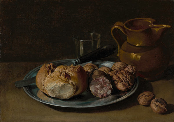 Still Life with Bread Salami and Nuts about 17501760