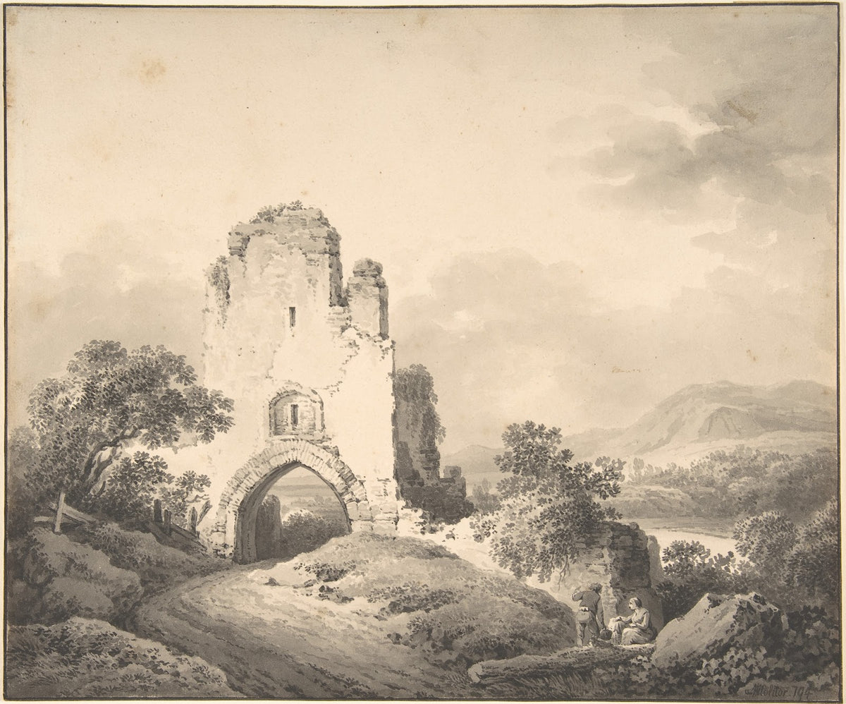 Landscape with a Ruined Tower and Two Figures 1794