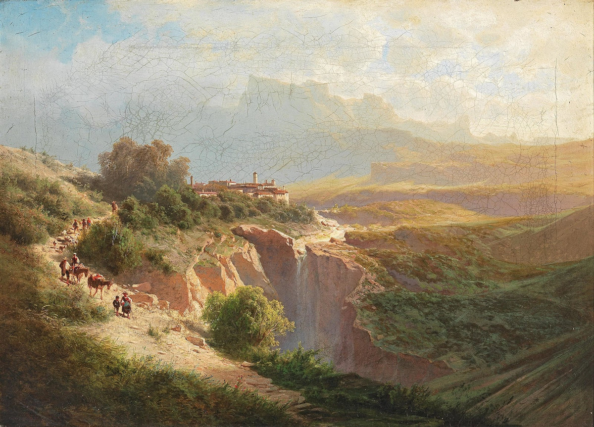 View of an Upper Italian Town with decorative figures