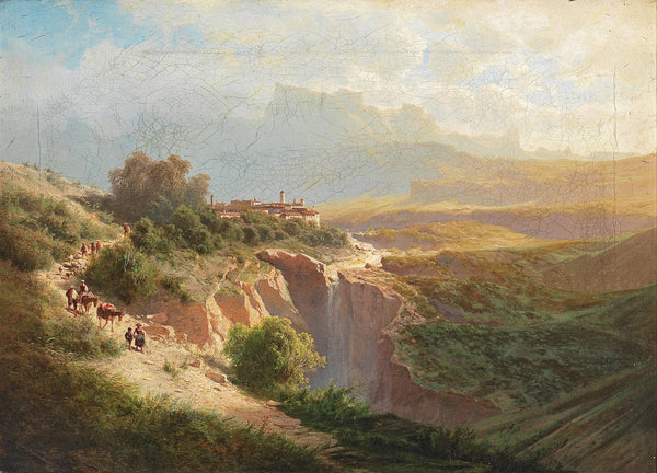 View of an Upper Italian Town with decorative figures