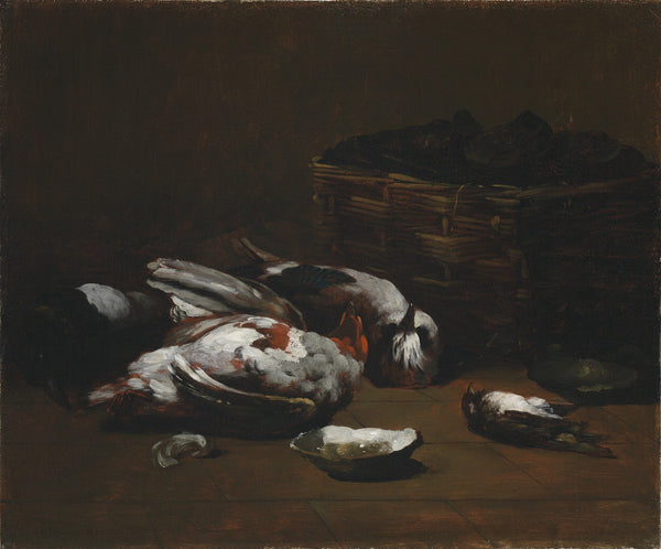 Still Life with Dead Birds and a Basket of Oysters c 1860   1880