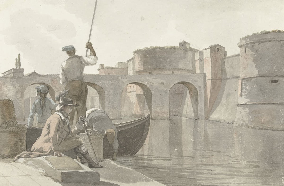Nieuwe vestingsgracht van de vestingwerken in Tarente 1778