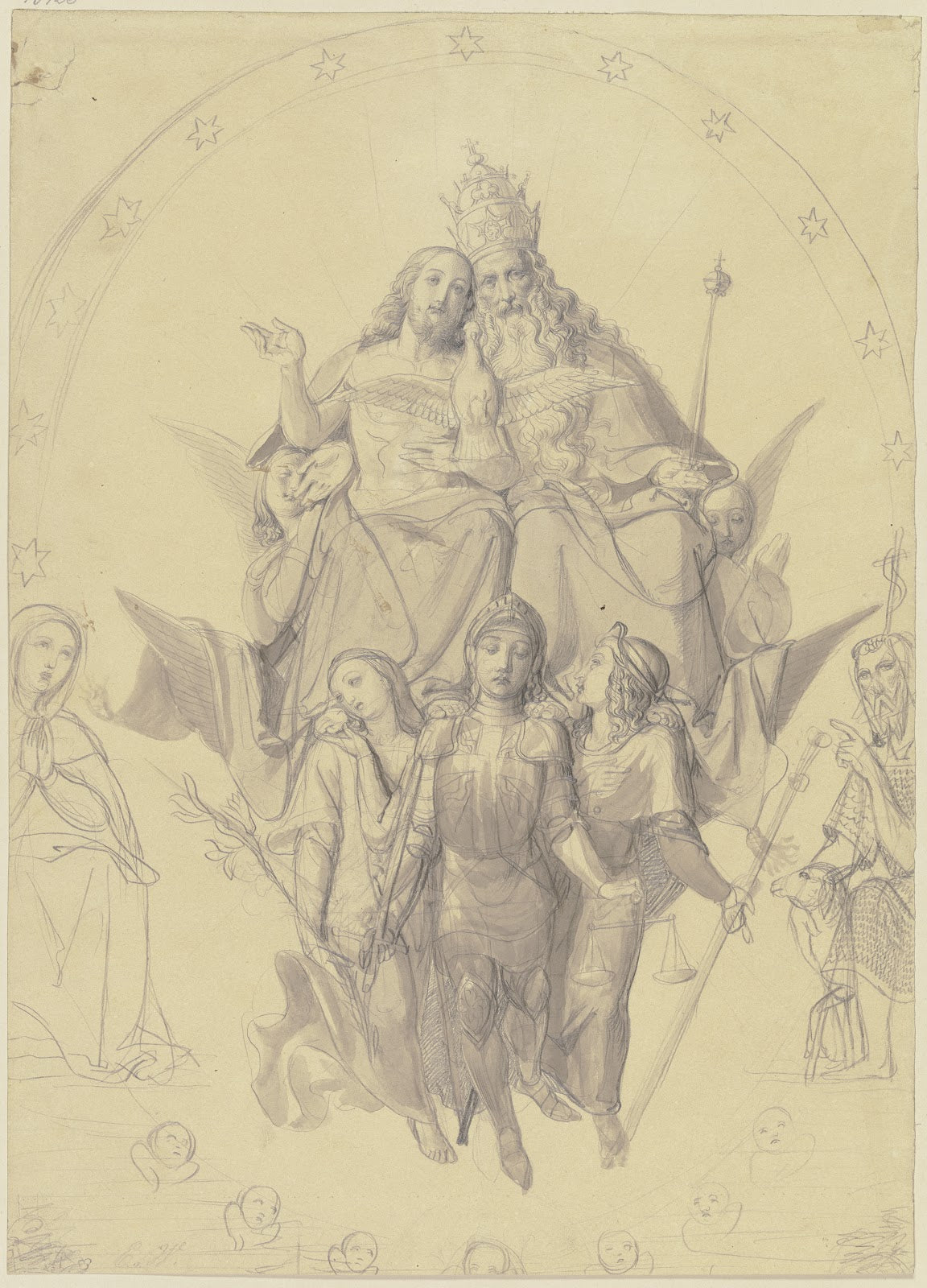 Die Heilige Dreifaltigkeit mit den Erzengeln Maria und Johannes dem Täufer
