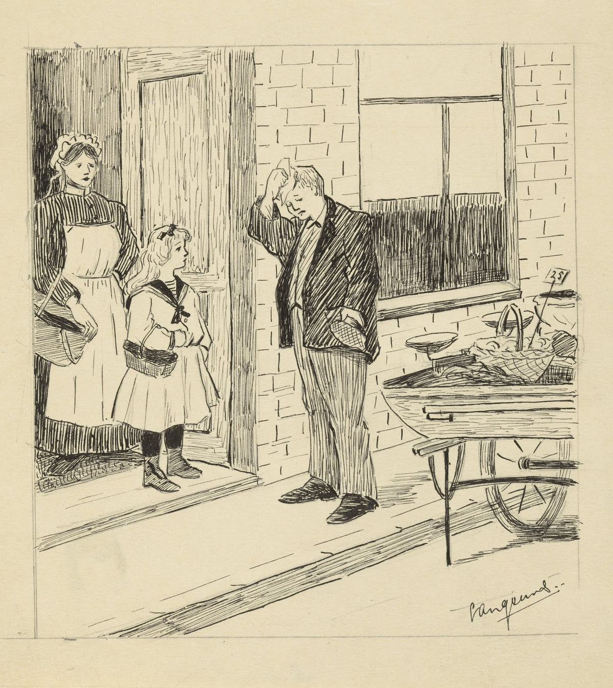 Verkoper voor een deur 1900 1930
