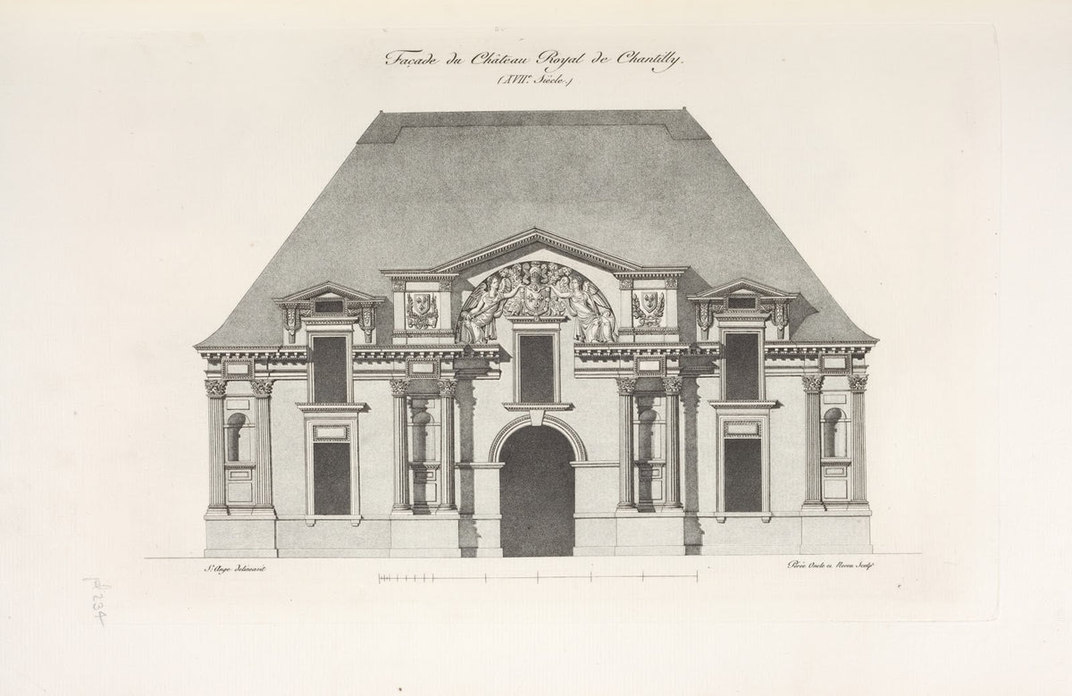 Façade de château royal de Chantilly XVIIe siècle 1839