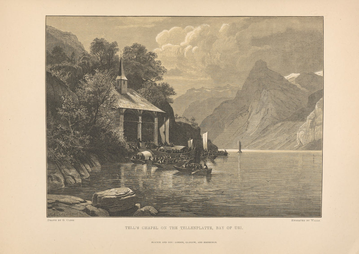 G Closs  Tells Chapel on the Tellenplatte Bay of Uri 1881