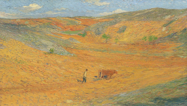 Laboureur au fond dune combe circa 1920