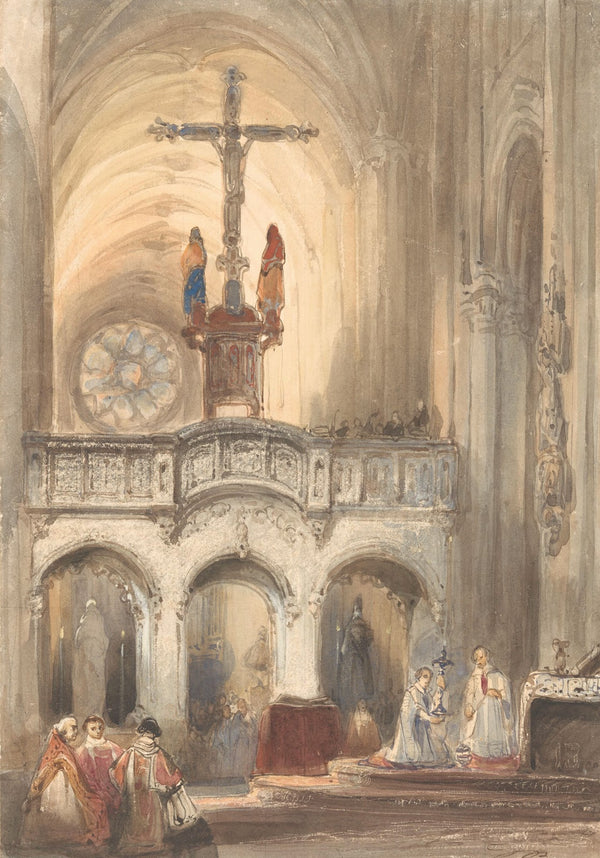 Kerkinterieur met mis 1827   1891