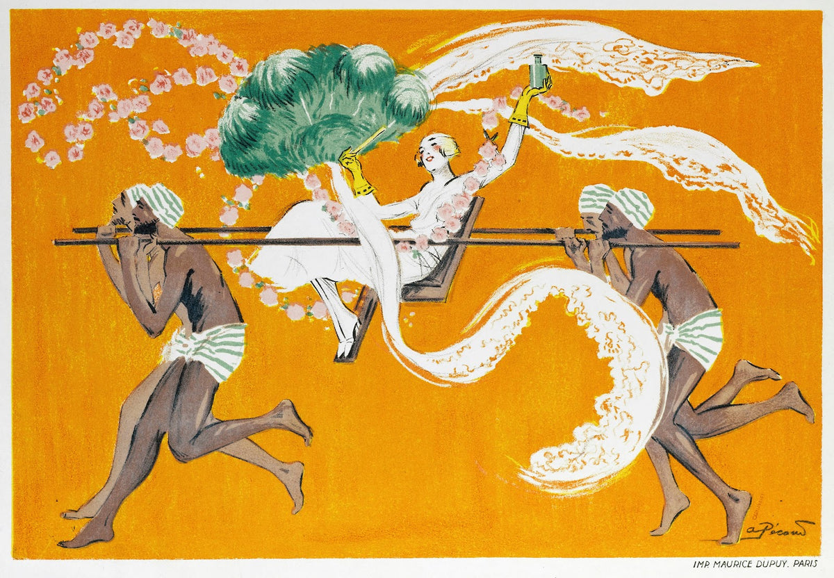 Femme dans une chaise portée par des Indiens 1925