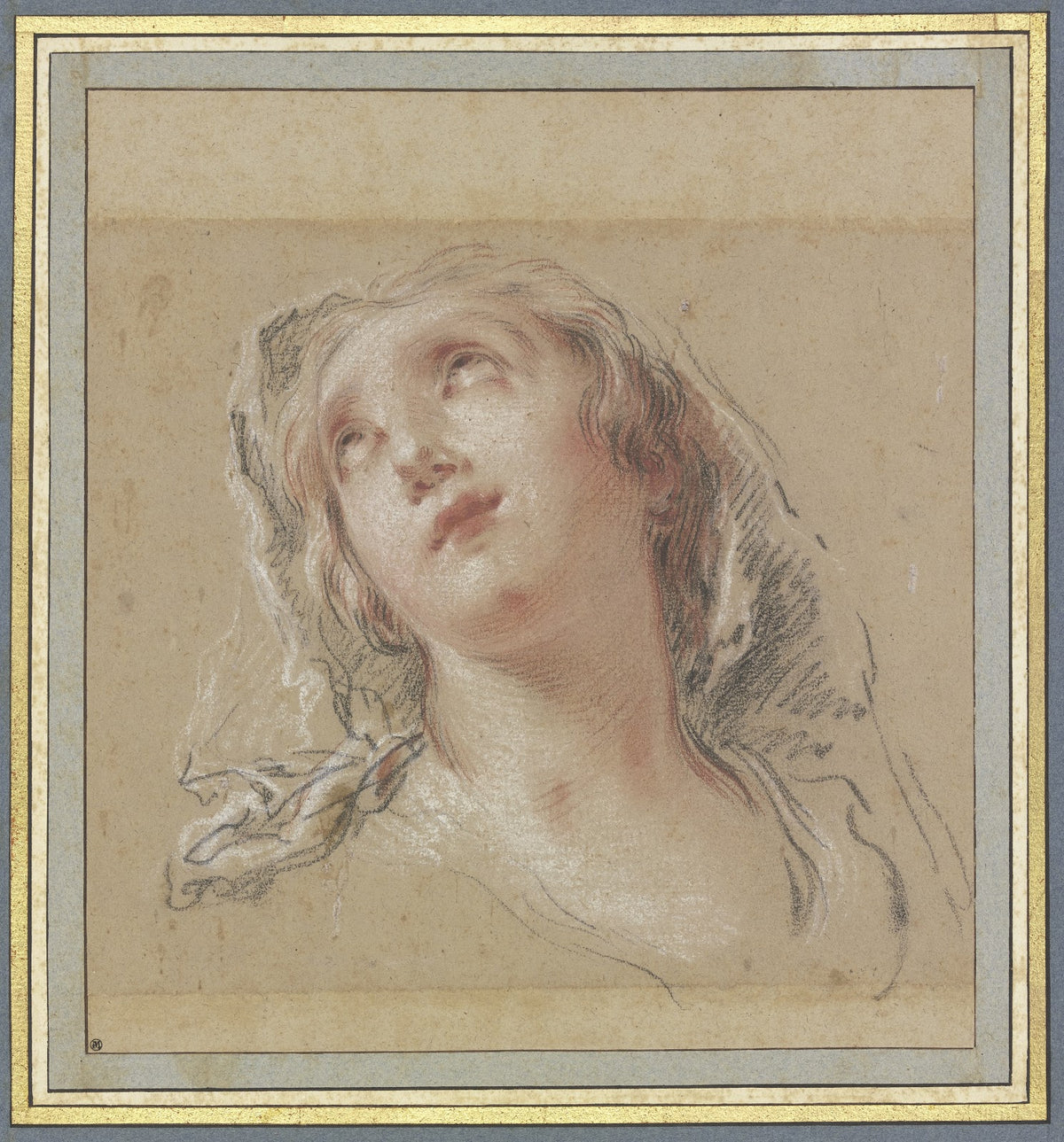 Kopf einer Frau mit Schleier Vestalin das Feuer hütend ca 1726 1727
