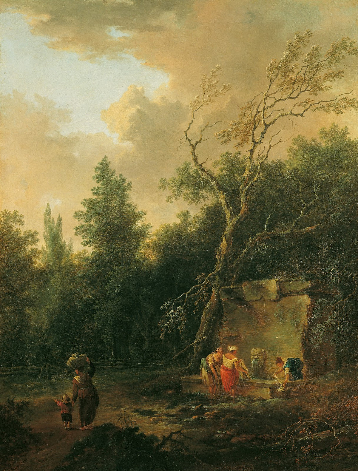 Baumlandschaft mit Brunnen 1750