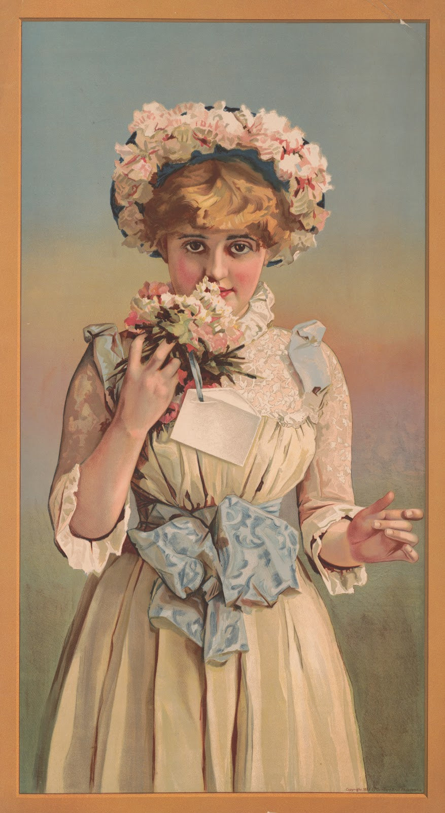 Girl smelling corsage 1885